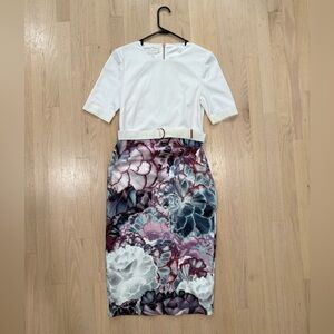 Ted Baker London Size 3 6 Midi Work Dress Pencil Floral